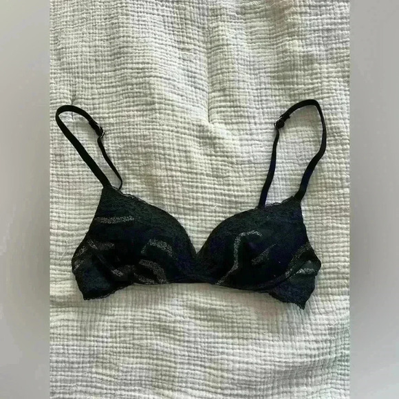 Intimissimi Black Lace Padded Bra Golden Shimmer - Size 32 A/B - Picture 1 of 9